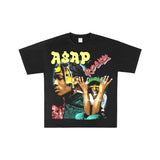 Asap Rocky T Shirts ASAP TRAVIS SCOTT Print HIP HOP Short Sleeve T-Shirt Loose