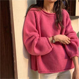 Women Knitted Pullover Casual Knitted Sweater Autumn and Winter Loose Soft Cover