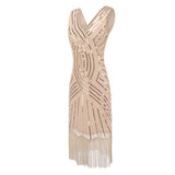 Flappers 1920S Dress Vintage Sequins Dress Deep V-neck Tassel Wedding Dress