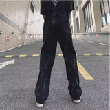 Men Jeans Retro Alphabet Rhinestone Printed Straight Jeans