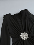 Women Dresses Sexy Deep V Long Sleeve Dress Long Dress Dress (Zns0409)
