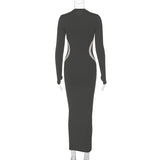 Women Dresses Fall Slim Fit round-Neck Long-Sleeved Dress