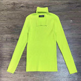Vetements Sweater Slim-Fit Turtleneck Labeling Fluorescent Green Vertical Bar Knitted Sweater