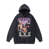 Men Hoodie Anime Hoodie Hip Hop Washed and Worn Hooded Sweatshirt