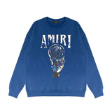 Amiri Long-Sleeve Shirt Personality Printed Crew Neck Sweatshirt