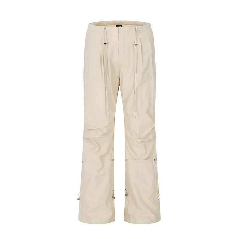 Men Sweatpants Pleated Overalls Men's Loose Sports Drawstring Ankle-Tied Casual Pants