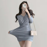 Women Dresses V-neck Dress Hip Skirt Skirt