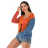 Women Knitted Sweater Autumn Crew Neck Long Sleeve Loose Double-Sided Knitted Sweater Coat