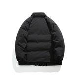 Unisex Winter Cotton Coat Lapel down Jacket Retro Loose Velvet down Jacket