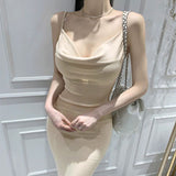 Women Dresses Suspender Dress Slit Sheath Skirt Vest Dress