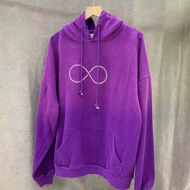Vetements Hoodie Autumn and Winter VTM Wash Shabby Gradient Purple Loose Hooded Sweater