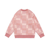 Unisex Sweater Autumn Plaid Three-Dimensional Embroidered Sweater