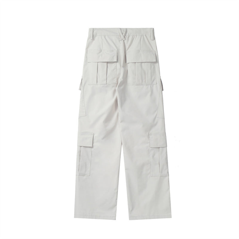 Men Sweatpants Multi-Pocket Workwear Casual Straight Trousers