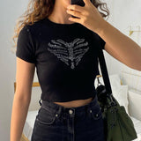 Women T-shirt Summer Slim Fit Midriff-Baring T-shirt