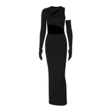 Women Dresses Winter Sexy Cutout Slim Fit round Neck Long Sleeves Dress