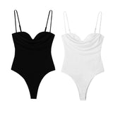 Women Jumpsuit Sexy Retro Heart-Shaped Collar Pleated Underwear Sleeveless Jumpsuit