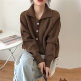 Women Knitted Cardigan Autumn Winter Retro Baggy Coat