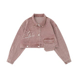 Women Jacket XINGX Affixed Cloth Embroidered Detachable Denim Jacket