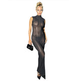 Women Dresses Spring and Summer Sexy Sleeveless Backless Slim Fit Dress (Bla0420)