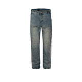 MIJKO Men's Vintage Pants MIJKO Men's Women's Splicing Pants Washed and Used Jeans