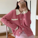 Women Knitwear Fall and Winter Lapels Sweater Female Loose Knitted Cardigan