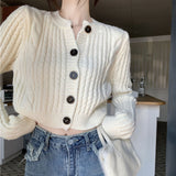 Women Knitwear Autumn and Winter round Neck Sweaters Cardigan