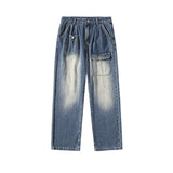 Men Jeans Cargo Jeans Men's Autumn and Winter Wide-Leg Trousers