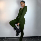 Women Jumpsuit Summer Long-Sleeve Slim Fit Hip Raise