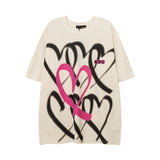 Men T Shirt Summer Heart Graffiti Half Sleeve T-shirt