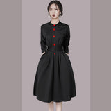 Women Maxi Dress Shirt A- line Dress Autumn