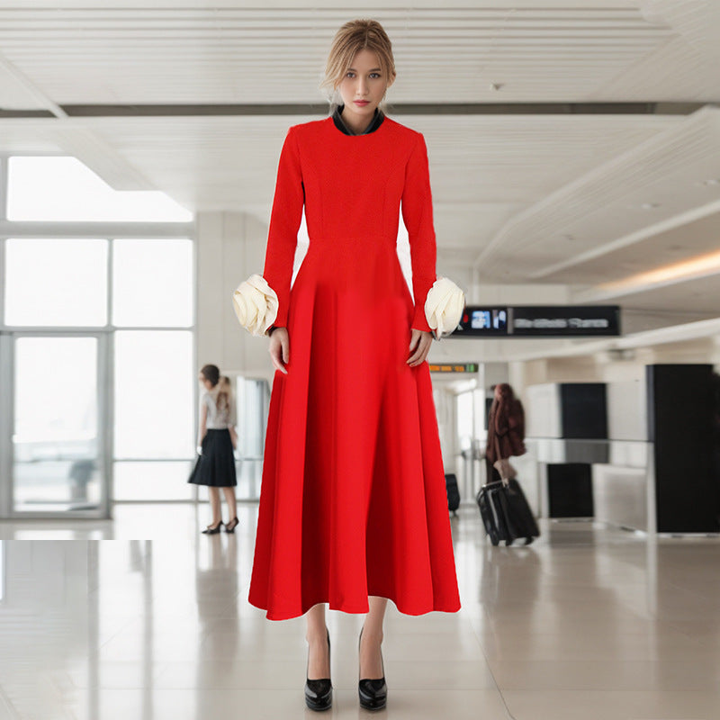 Women Dresses Spring round Neck Three-Dimensional Dress (Qymy0409)