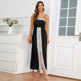 Women Date Dress Lace Slit off-the-Shoulder Tube Top A- line Dress