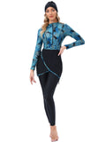 Muslim Bathing Suits Long Sleeve Zipper Muslim Swimsuit with Hat Included Chest Pad 3-Piece Swimsuit