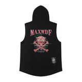 Men Vest Hooded Vest Loose Hip Hop Sleeveless T-shirt