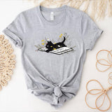 Cat Mom Tshirt Cat Lover Shirt Cute Book Cat Shirts Summer