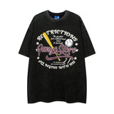 Men T Shirt Graffiti Washed and Worn Short Sleeve T-shirt