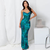 Women Dresses Spring Sexy Backless Printing Slip Dress