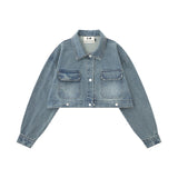 Women Jacket Detachable Two-Way Denim Jacket Embroidered Autumn Baggy Coat