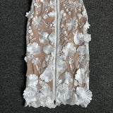 Women Evening Dress Elegant Lace Three-Dimensional Flower Sexy Dress Dress