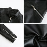 Red Leather Jacket Spring and Autumn Stand Collar Lady Leather Jacket