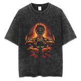 Washed retro T-shirt street casual cotton summer short sleeves
