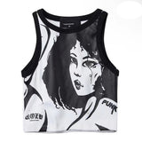 Women T-shirt Summer round Neck Pullover Sleeveless Portrait Top Vest