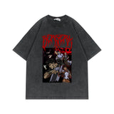 Washed and old short-sleeved T-shirt branded short-sleeved retro