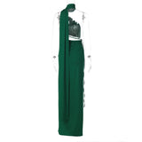 Women Dresses Autumn Sexy Backless Hollow-out Tube Top Split Dress