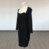 Women Evening Dress Long Sleeve Bandage One-Piece Dress Elegant Slim Dress