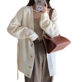 Women Knitwear Fall/Winter V-neck Sweater Coat Loose Knitted Cardigan