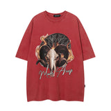 Men T Shirt Vintage Print Short Sleeves T-shirt Male Vintage