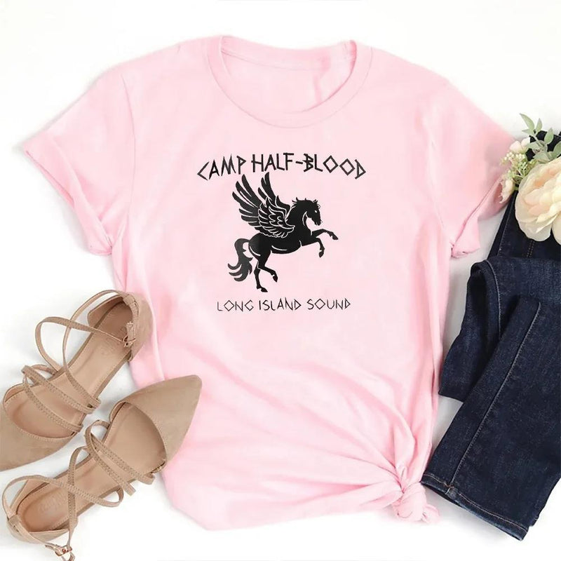 Y2k Women  Cotton T Shirt Sound Percy Jackson T-shirt Camp