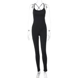 Women Jumpsuit Spring/Summer Backless Hollow out Yoga Sports Jumpsuit (Hawthaw0412)
