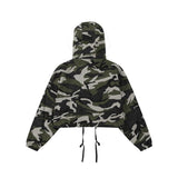 Women Jacket Camouflage Short Hood Zipper Cardigan Outerwear